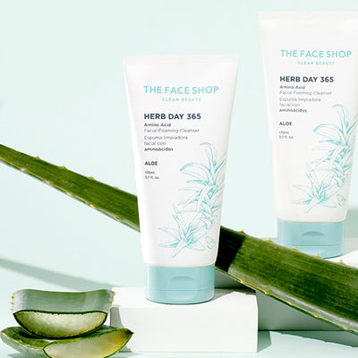 THEFACESHOP HERB DAY 365 AMINO ACID FACIAL FOAMING CLEANSER - ALOE