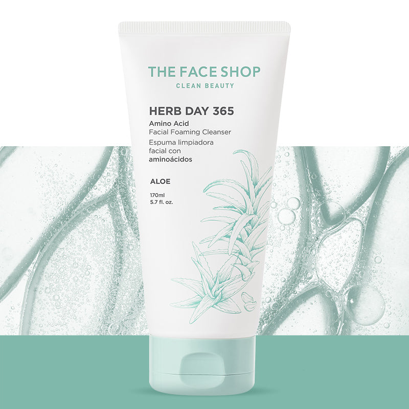 THEFACESHOP HERB DAY 365 AMINO ACID FACIAL FOAMING CLEANSER - ALOE