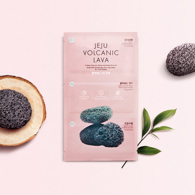 THEFACESHOP JEJU VOLCANIC LAVA 3STEP IMPURITY REMOVING NOSE STRIP KIT