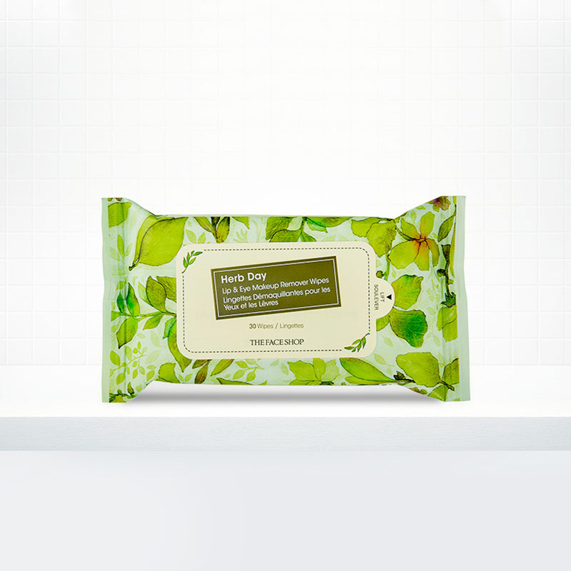 THEFACESHOP HERB DAY Lip & Eye Remover Wipes